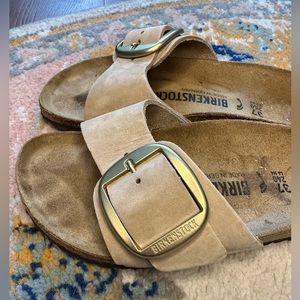 Birkenstock Madrid Big Buckle Slide Sandal In Sandcastle